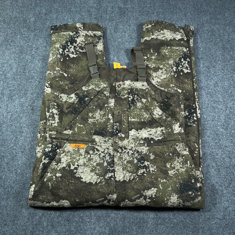 SHE Outdoor Strata Bibs Women XL Camo Thermolite Insulated Hunting Overalls